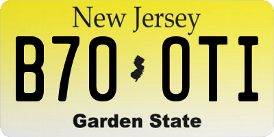 NJ license plate B70OTI