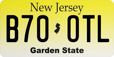 NJ license plate B70OTL