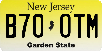 NJ license plate B70OTM