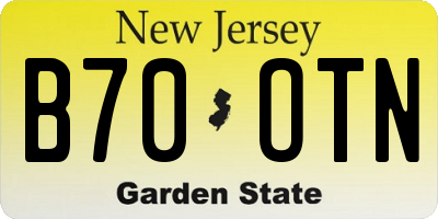 NJ license plate B70OTN