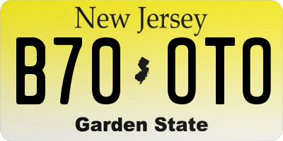 NJ license plate B70OTO