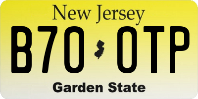 NJ license plate B70OTP