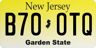 NJ license plate B70OTQ