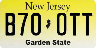NJ license plate B70OTT