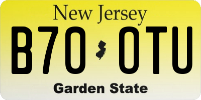 NJ license plate B70OTU