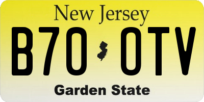 NJ license plate B70OTV