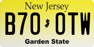 NJ license plate B70OTW
