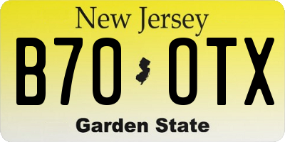 NJ license plate B70OTX