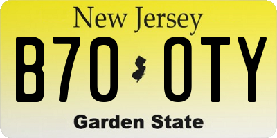 NJ license plate B70OTY