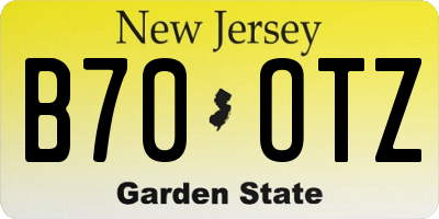 NJ license plate B70OTZ