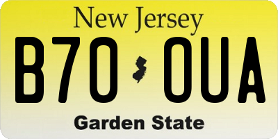 NJ license plate B70OUA