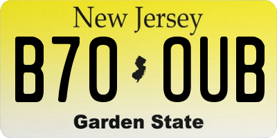 NJ license plate B70OUB