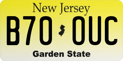 NJ license plate B70OUC