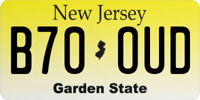NJ license plate B70OUD