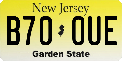 NJ license plate B70OUE