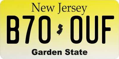 NJ license plate B70OUF