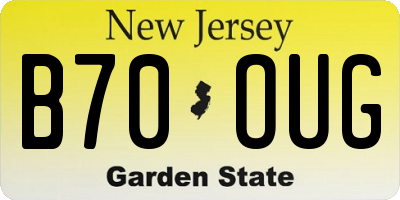 NJ license plate B70OUG