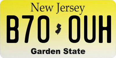 NJ license plate B70OUH