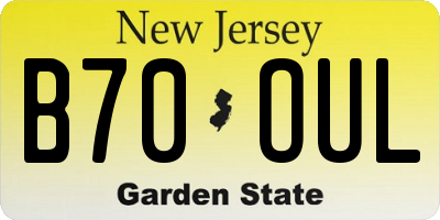 NJ license plate B70OUL