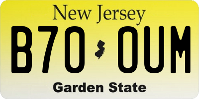 NJ license plate B70OUM