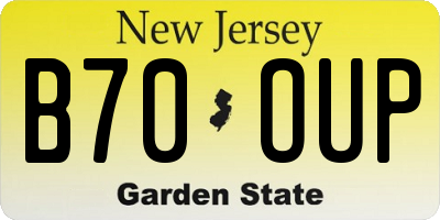NJ license plate B70OUP