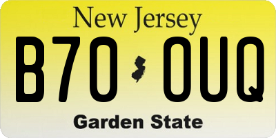 NJ license plate B70OUQ