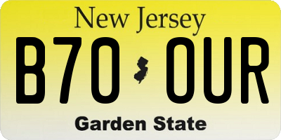 NJ license plate B70OUR