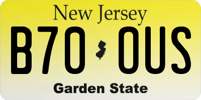 NJ license plate B70OUS
