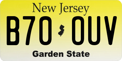 NJ license plate B70OUV