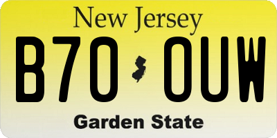 NJ license plate B70OUW