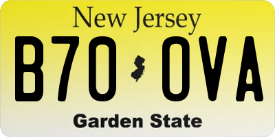 NJ license plate B70OVA