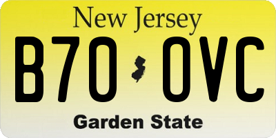 NJ license plate B70OVC