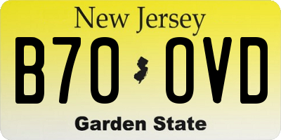 NJ license plate B70OVD