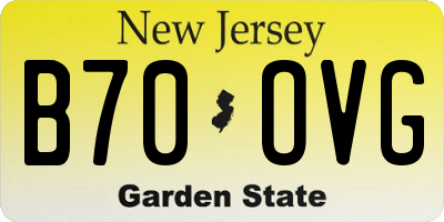NJ license plate B70OVG