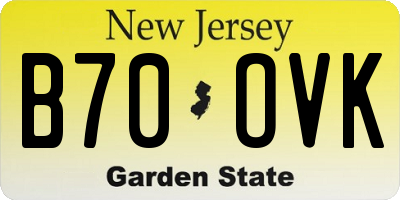 NJ license plate B70OVK