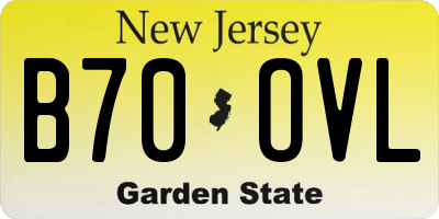 NJ license plate B70OVL