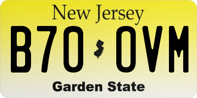 NJ license plate B70OVM