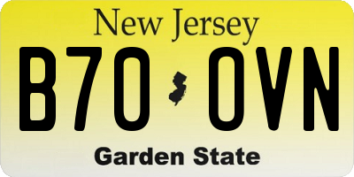 NJ license plate B70OVN