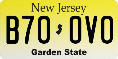 NJ license plate B70OVO