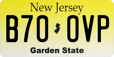 NJ license plate B70OVP