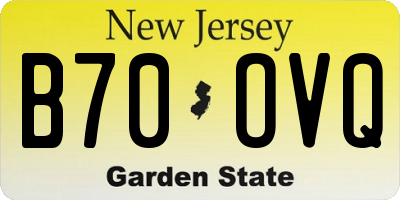 NJ license plate B70OVQ
