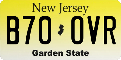 NJ license plate B70OVR
