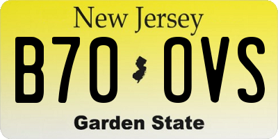 NJ license plate B70OVS