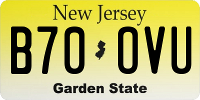 NJ license plate B70OVU