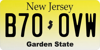NJ license plate B70OVW