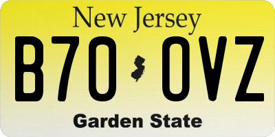 NJ license plate B70OVZ