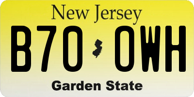 NJ license plate B70OWH