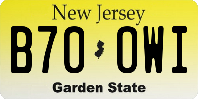 NJ license plate B70OWI
