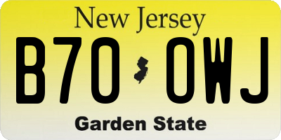 NJ license plate B70OWJ