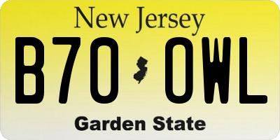 NJ license plate B70OWL